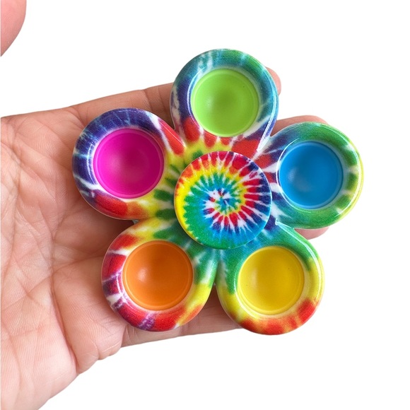 4/$20!!! Retro Colorful Flower Push Pop Fidget Spinner - Picture 2 of 6